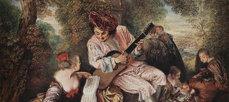image détail du tableau de Watteau, la gamme d'amour