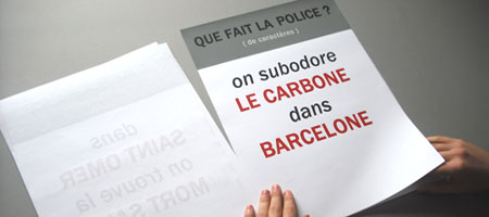 image, affiche anagrammatique,on subodore LE CARBONE dans BARCELONE